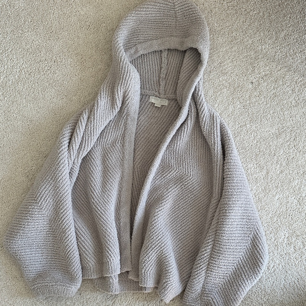 Barefoot Dreams Soft Gray Hooded Cardigan